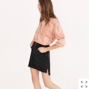Madewell Step-Hem Jean Skirt in Washed Black